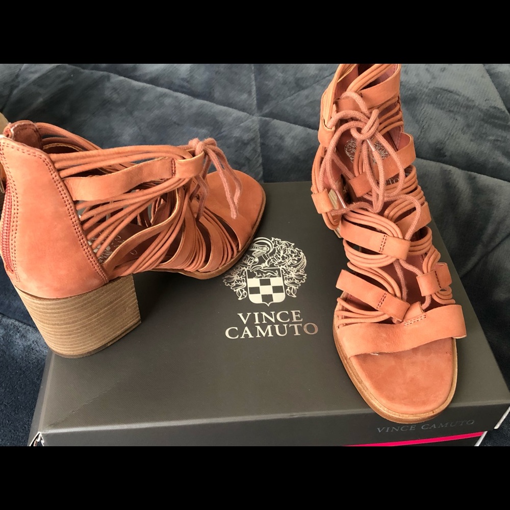 Brand new Vince Camuto Suede sandals with a chunky heel and a soft insole
